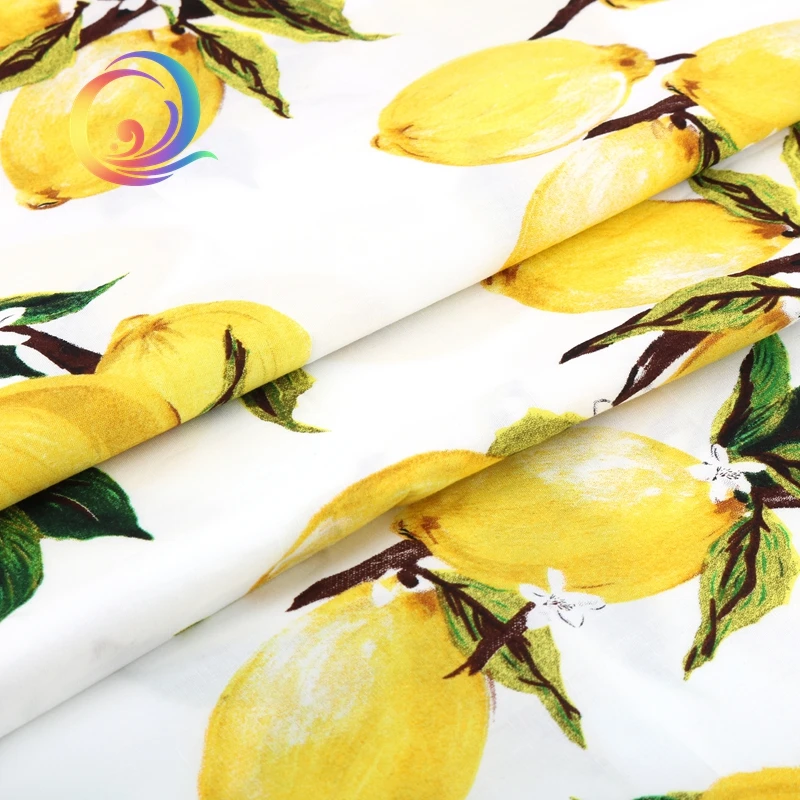 Haisen,Summer Apparel Fabric/Lemon Series Printed Pattern/ Printed Plain Poplin/Skirt/Dress/Shirt Material/Half Meter 50x145cm