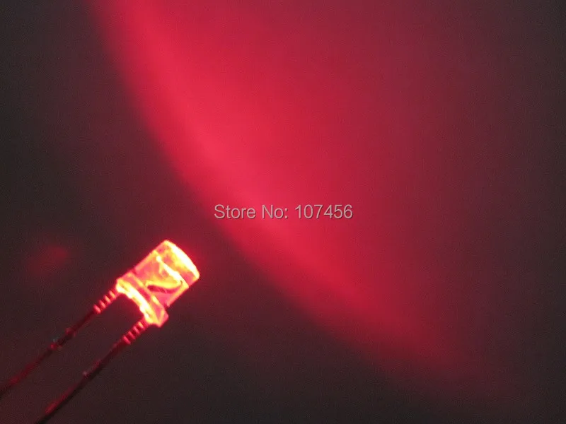 free shipping 100pcs 3mm Ultra Bright LED lamps flat top red,3mm for 100 free resistors 3mm big/wide angle red led