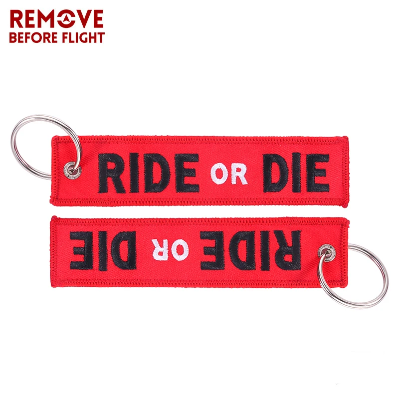 3PCS RIDE OR DIE Keychain for Motorcycle Fashion Key Rings Embroidery Key Tag llavero Car Parts and Accessories Wholesale Tags