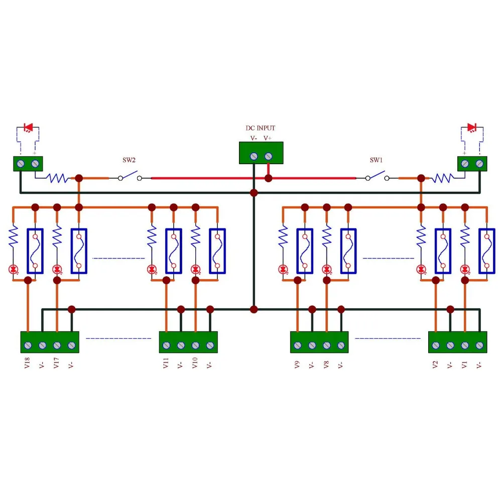 Electronics-Salon 18 Channels 12V/24V 20A Power Distribution Fuse Module, For CCTV Security Camera ect DIY.