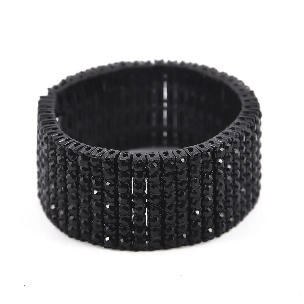 Exaggerated 8 Rows 30mm Tennis Chains Bracelets Shiny Full Rhinestones Bangle Hip Hop Bling Jewelry T-Show Nightclub Accessories