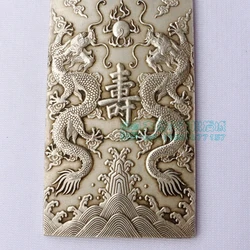 China tibet Silver Bullion thanka Fengshui Ssangyong's celebration longevity statue amulet Waist tag hang metal handicraft