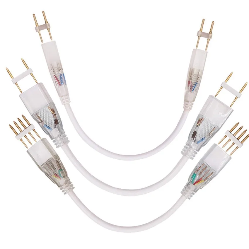 LED RGB Strip Straight Connectors RGB Corner Middle Connectors 2pin/4pin 6mm/12mm/15mm with Double Plug 25cm Extension Cable