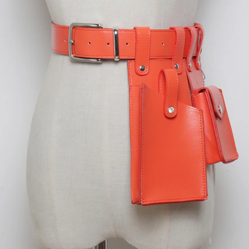 New Fashion Punk Rock Leather Fanny Bag Belt Women High Quality Black Waist Belt Harajuku Harness Fanny Packs Female Purse
