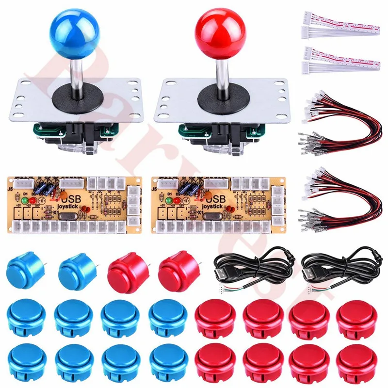 Arcade Game Buttons controller Kit with Arcade USB Encoder Board for Windows and Raspberry Pi x 5 Pin Sanwa Joystick and buttons