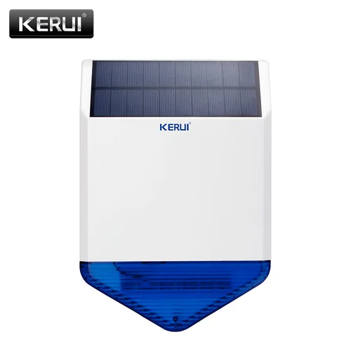 KERUI SJ1 Panel de sirena Solar para exteriores para sistema de alarma KERUI de seguridad con sonido de respuesta intermitente 110DB
