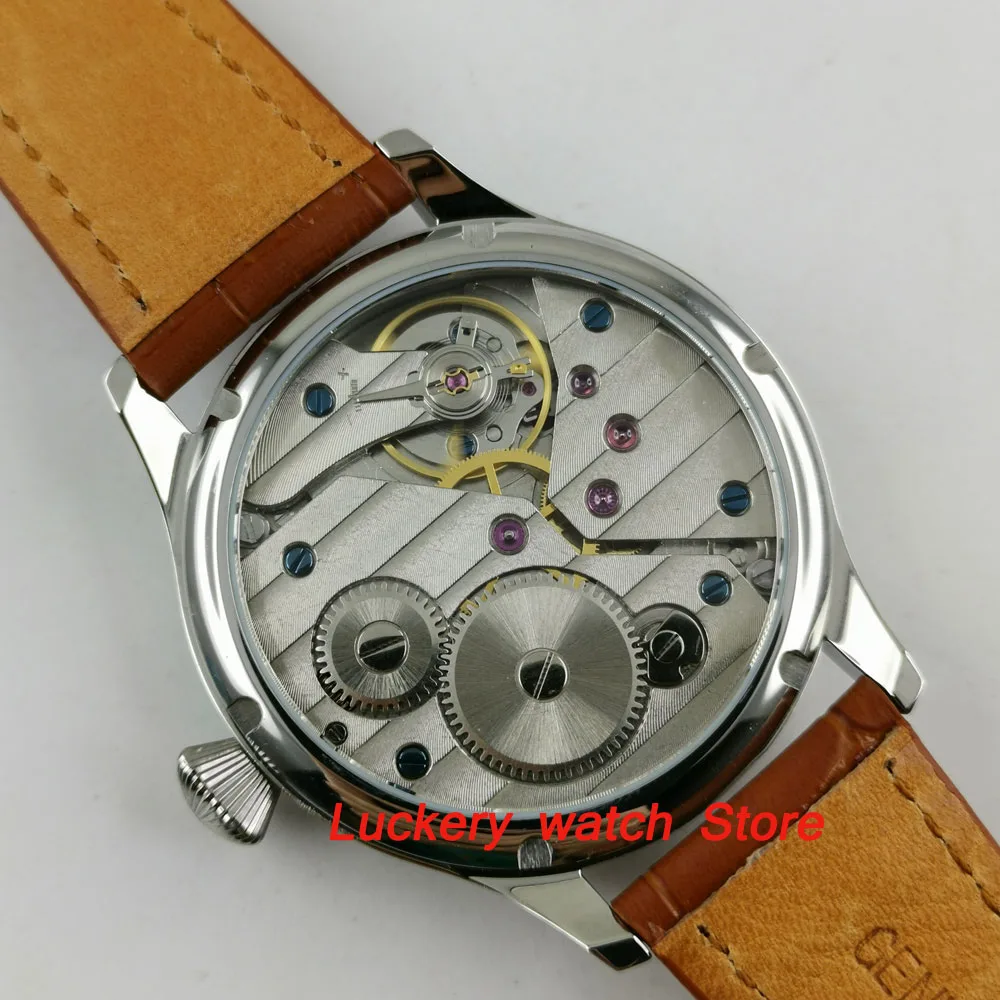 Parnis – montre mécanique classique pour hommes, Vintage, 44mm, 17 joyaux lumineux, mouvement à remontage manuel, PM16, 6497