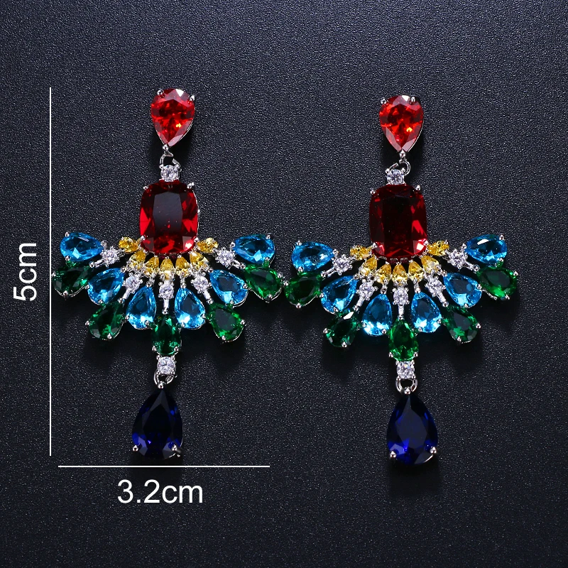 Emmaya Long Fashion Luxury New Design Multicolor Flower Zircon For Female Earrings High Quality AAA Cubic Zirconia Jewelry