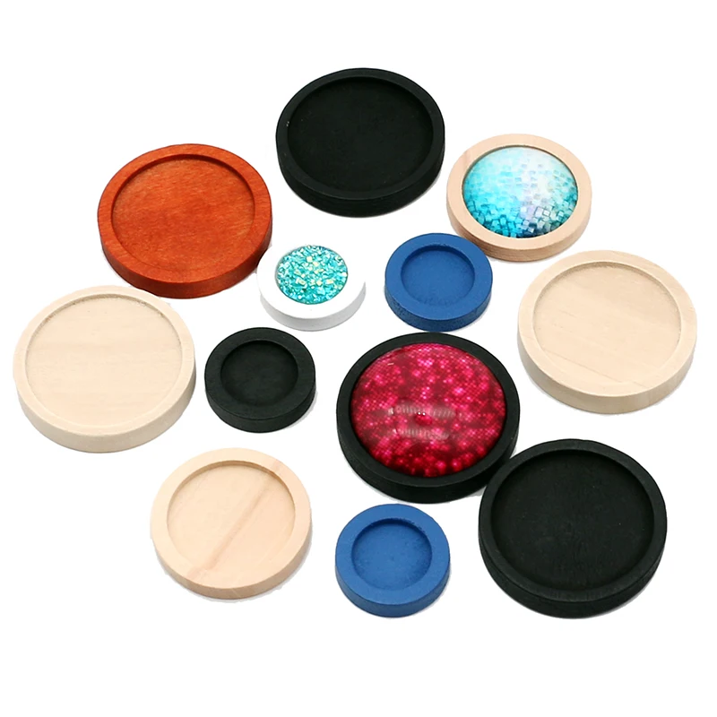 10pc/lot Cabochon Wood Material  Fit 12mm 25mm Base Wood Frame Pendants for Jewelry Making Setting UV Resin Charm