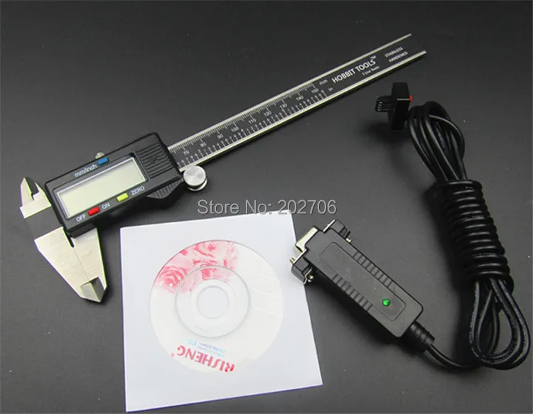 0-150mm digital vernier caliper with RS232 (9holes) output datalink +software+ USB adapter can connect to computer