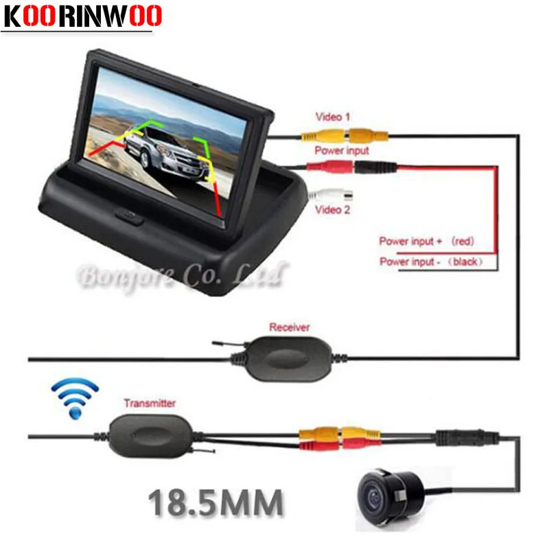 Koorinwoo Universal 4.3 Inch TFT LCD Monitor Digital Vehicle System Parking Assistance Car Rear view camera Reverse Cam For car