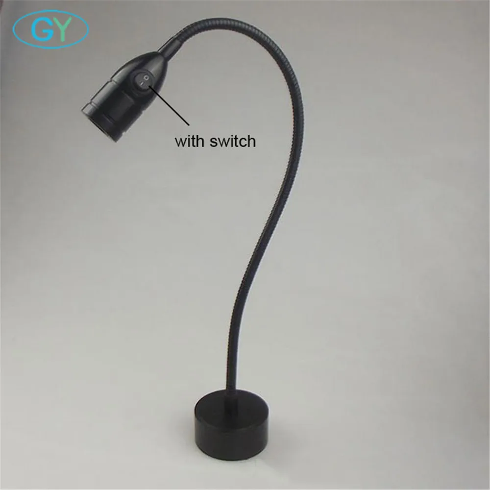 black Flexible Hose 3W LED Modern Wall Lamp with switch led  Lamp Bedside Reading Light Study Painting Wall Lighting