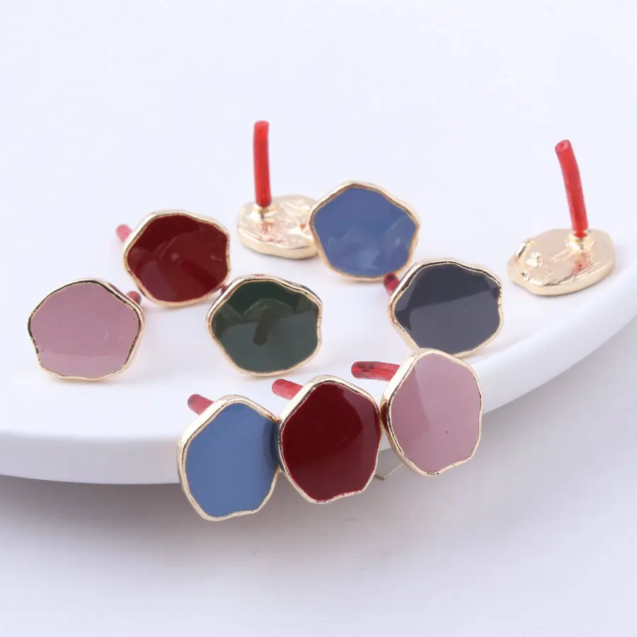 20pcs Creative simple  Fresh Tender color heart enamel pendants Earrings Drop circle charm Ear Studs tag DIY