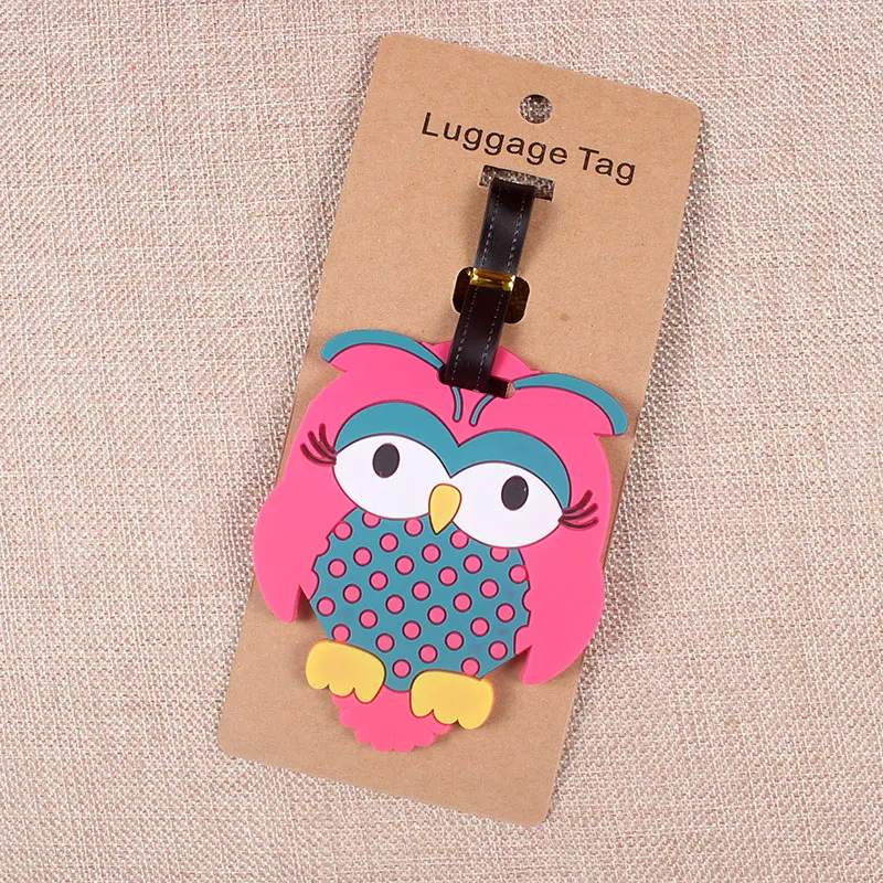 Travel Accessories Creative Luggage Tag Cartoon Owl Silica Gel Suitcase ID Addres Holder Baggage Boarding Tags Portable Label