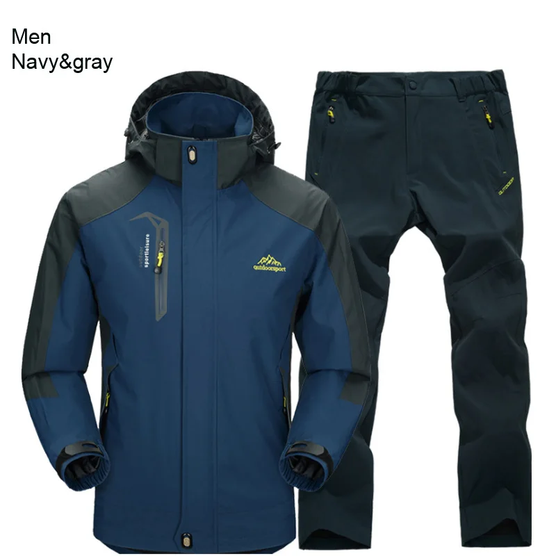 TRVLWEGO Jacke Hose Wandern Camping Frühling & Herbst Outdoor Single Wasserdicht 20000MM Herren Windschutz Trekking Mantel Hose – Detail 13