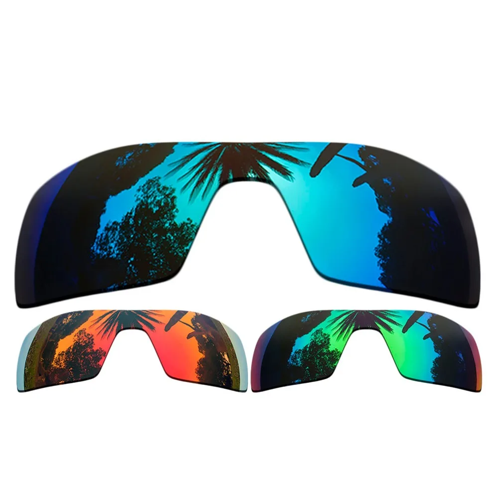 

(Ice Blue+Orange Red+Green Mirrored Coating) 3-Pieces Polarized Replacement Lenses for Oil Rig Frame 100% UVA & UVB Protection