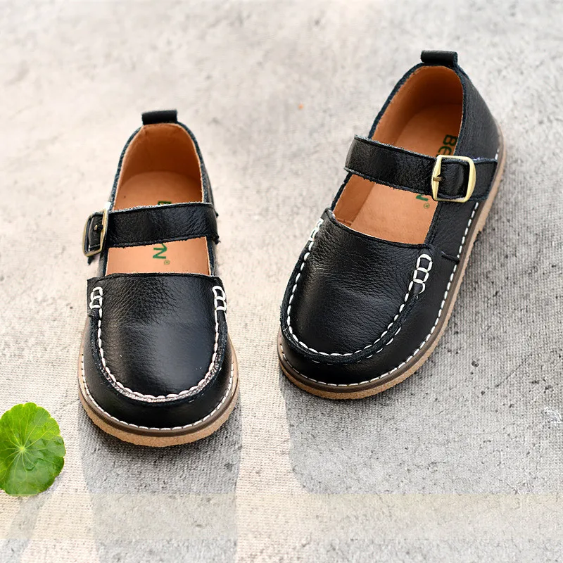 Sprng-Chaussures en cuir de vachette pour enfants, chaussures plates pour enfants, cuir véritable, décontracté, occasion formelle, bébés filles,