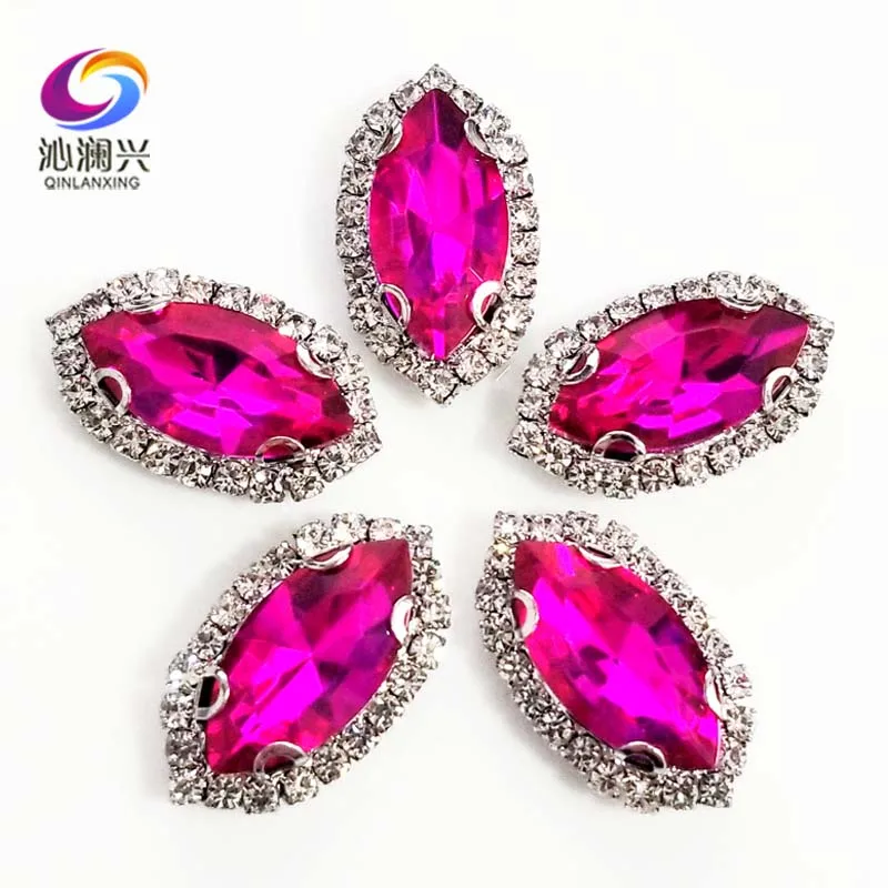 

Top Grade Rose Red Glass Crystal Rhinestones, Eye Shape Sew on Buckle, Used for Needlework, Diy Clothing Sewing Accessories