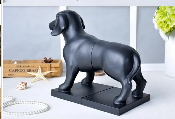 

European modern retro craft European Home dog black Furnishing resin bookend Bookends Dog bookcase study living room entrance