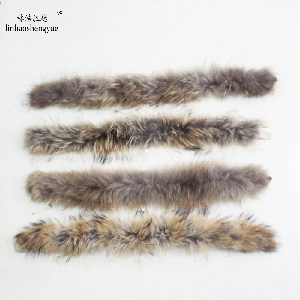 Linhaoshengyue Children Real Raccoon Cap  Hood Collar 70 cm Long,