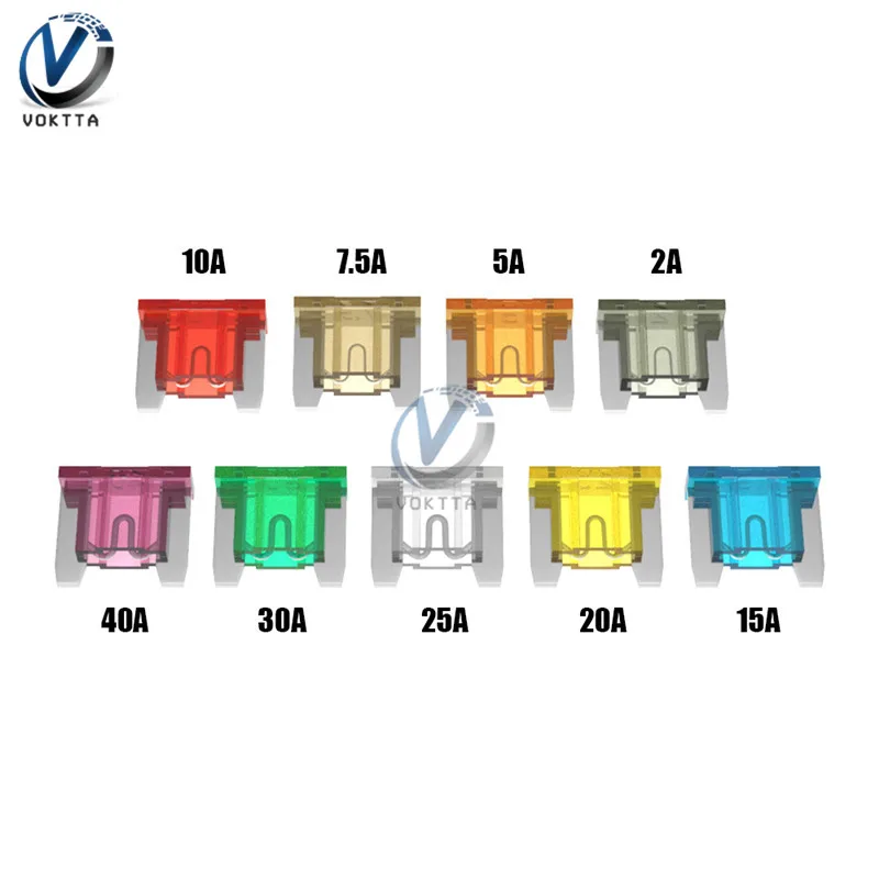 10pcs Mini Blade Car Fuses 1X1.1CM Auto fusibles 40A 30A 25A 20A 15A 10A 7.5A 5A 2A For Car Truck Fuses Cristal