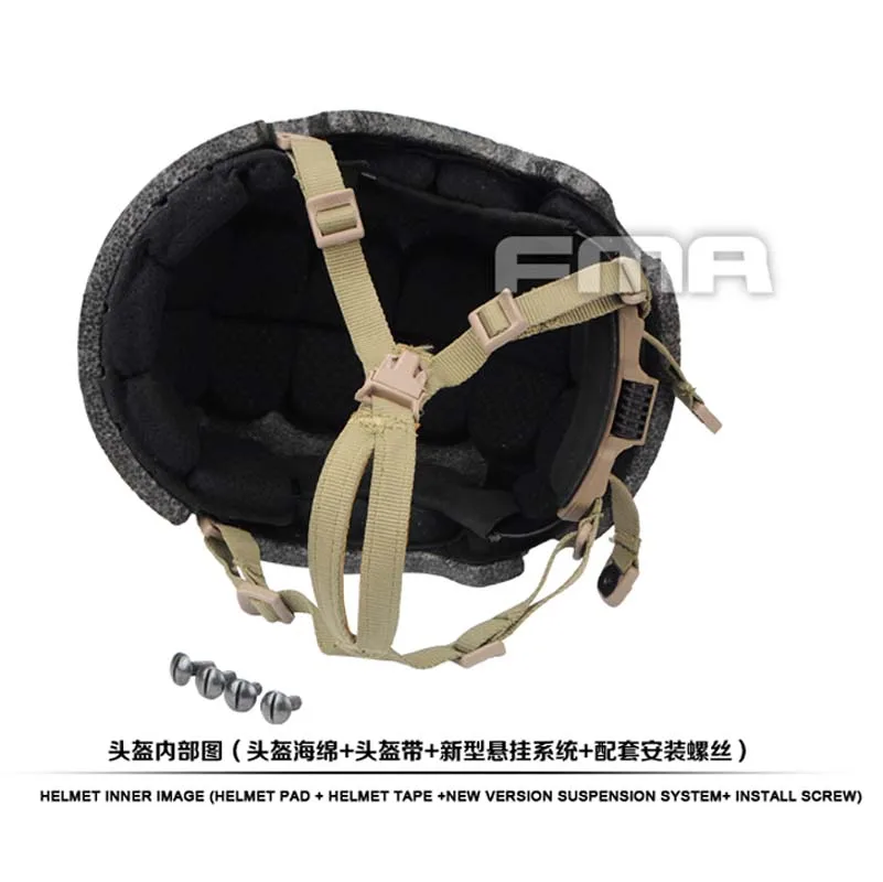 Outdoor FMA New Helmet Suspension System and high level Memory Pad Foam for Ballistic helmet TB1050 BK/DE/FG