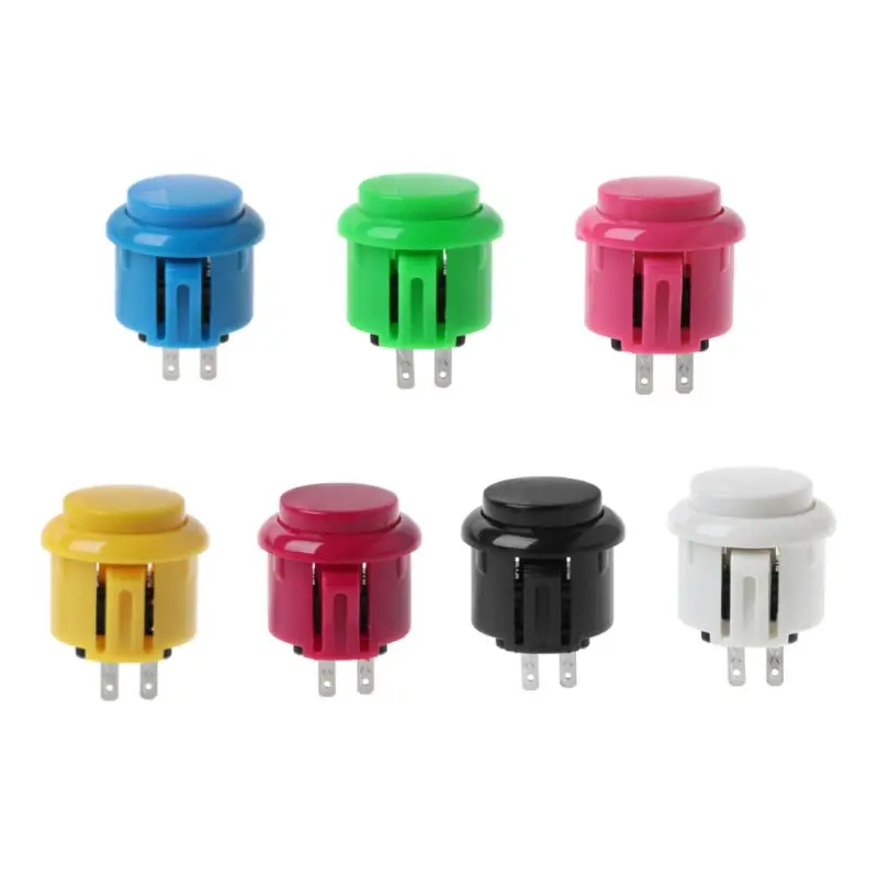 OOTDTY 5pcs 24mm Arcade Game Round Button Built-in Small Micro Switch For Jamma Mame  Micro Switch