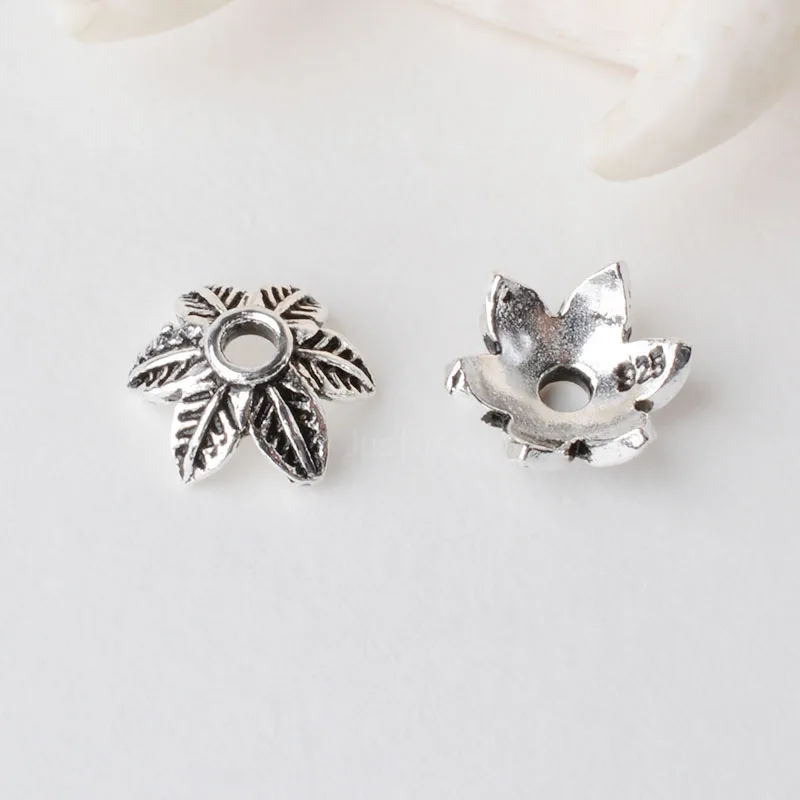 solid 925 sterling silver Leaves bead cap,Thai Silver spacer bead caps,jewelry diy silver findings/components