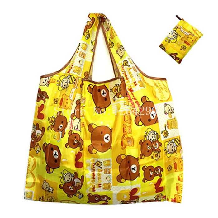 New Fashion Rilakkuma Girls Woman Cartoon Big Fold Shopping Bags For Children