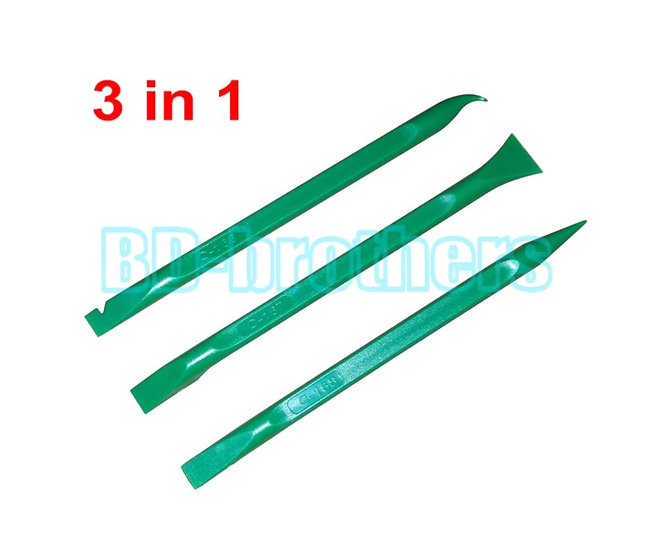 3 in 1 Green Pry Tool , 155mm Prying Opening Tools Plastic Crowbar for  Flat Cable / Screen / Shell Repair 800sets/lot