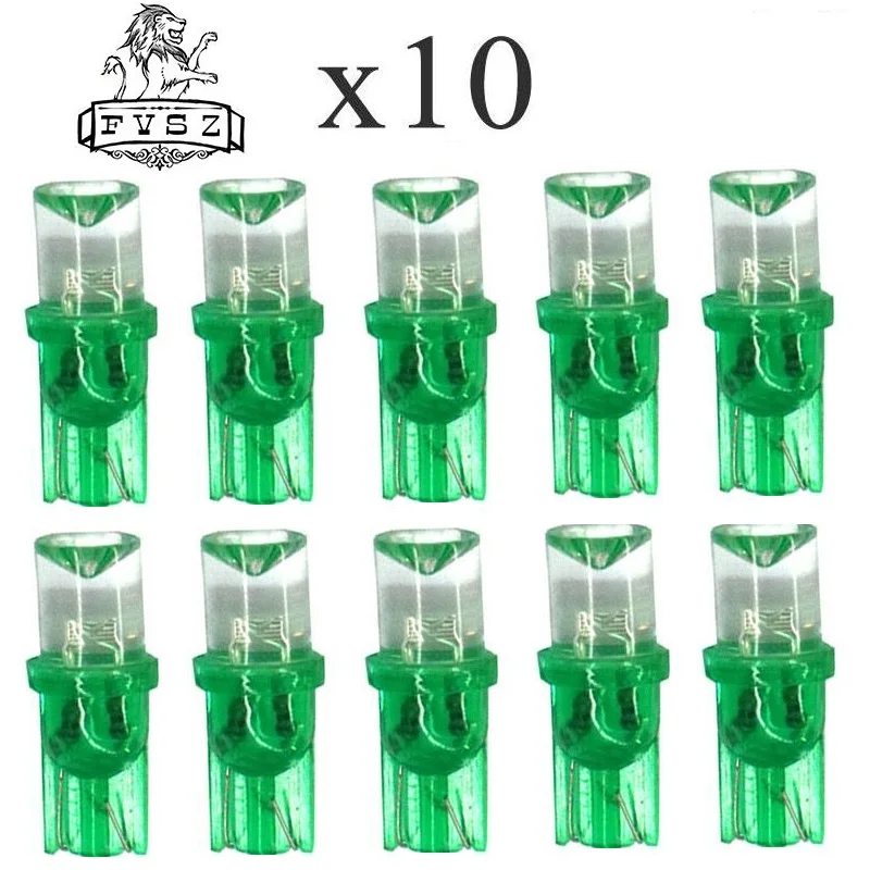 10Pcs LED T8  t10 W5W 194 12V 0.5W 3000K Car Auto Smd Instrument Light Green For Moto Sports Free Transportation