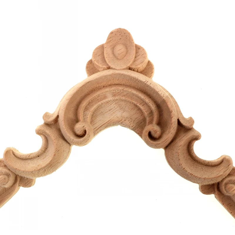 RUNBAZEF Vintage Unpainted Wood Carved Corner Onlay Applique Frame Background Home Furniture Wall Cabinet Door Decor Crafts