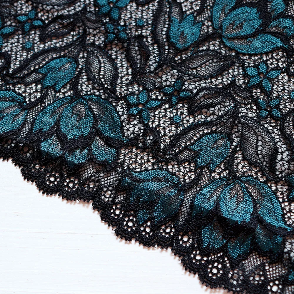 16cm Wide Apparel Lace Accessories Black Blue Elastic Stretch Lace Applique Trim Ribbon Sewing Fabrics Underwear Garment Clothes