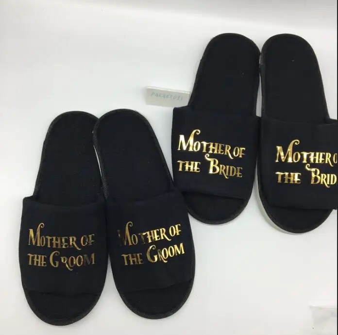 personalize gold  wedding mother of the bride groom spa slippers, bridesmaid Matron of honor slippers proposal gifts