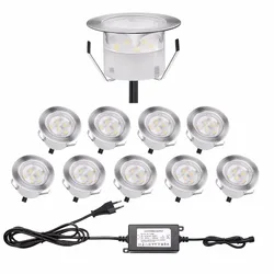 QACA Stainessstaal IP67 LED Ondergrondse Verlichting 1 W Laagspanning Outdoor Dekverlichting Ingegraven LED Lampen Kits B109-10