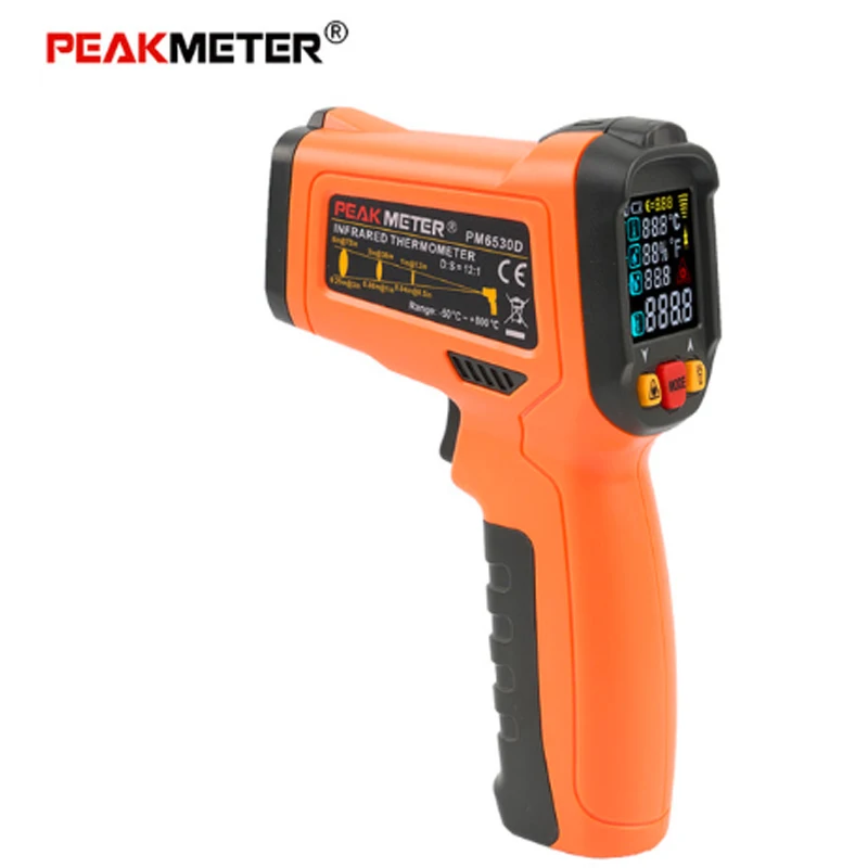 PEAKMETER PM6530B/C/D Infrared Thermometer -50~800c with Humidity Dew Point IRT K-type Ambient UV Light  LCD Display