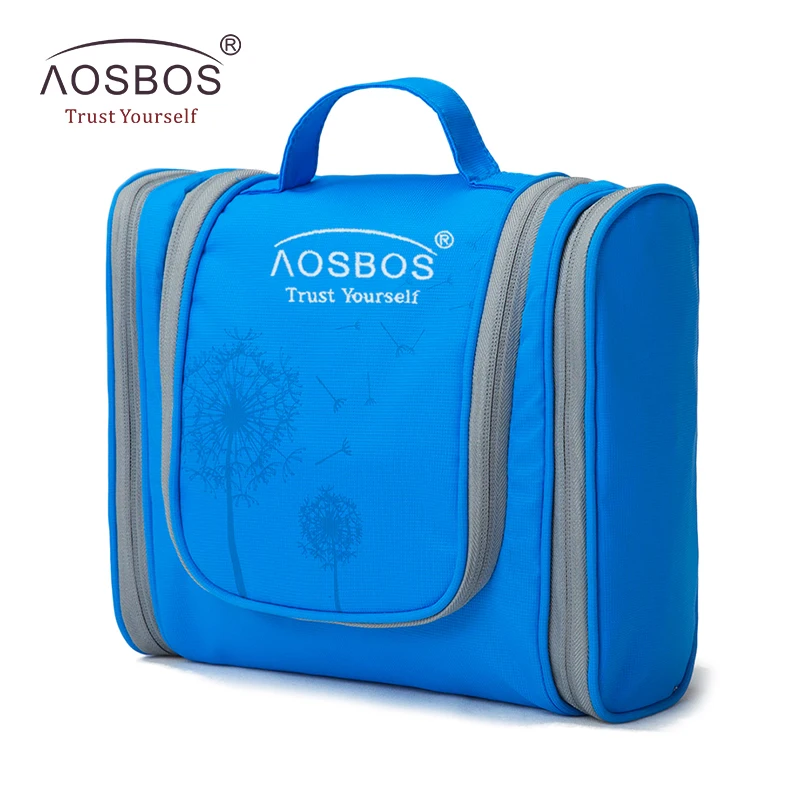 Aosbos Portable Waterproof Travel Cosmetic Bag Women Large Hanging Makeup Bag Organizer Men Nylon Toiletry Kits Storage Bags