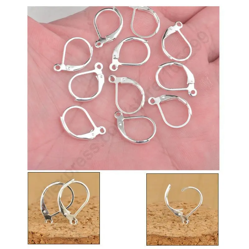 

200PCS Wholesale Lot Jewelry Findings Silver Lever Back Circle Earring Earwires For Handmade Crystal Beads Stones