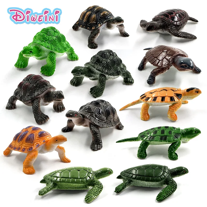 12pcs Simulation Sea turtle Tortoise Reptile animal model Lifelike action figure home decor Gift For Kids toys children boys gir