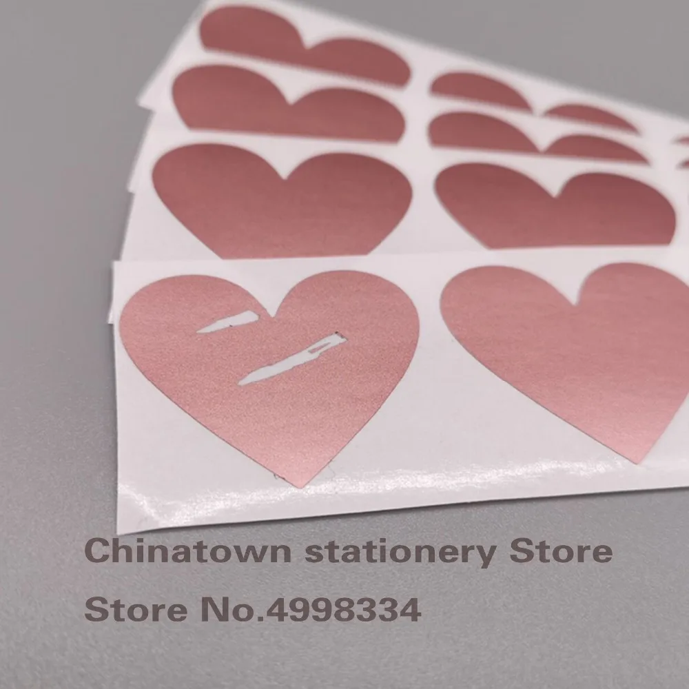 

200pcs Scratch Off Stickers 30x35mm Love Heart Shape rosd gold Color Blank For Secret Code Cover Home Game Wedding Message