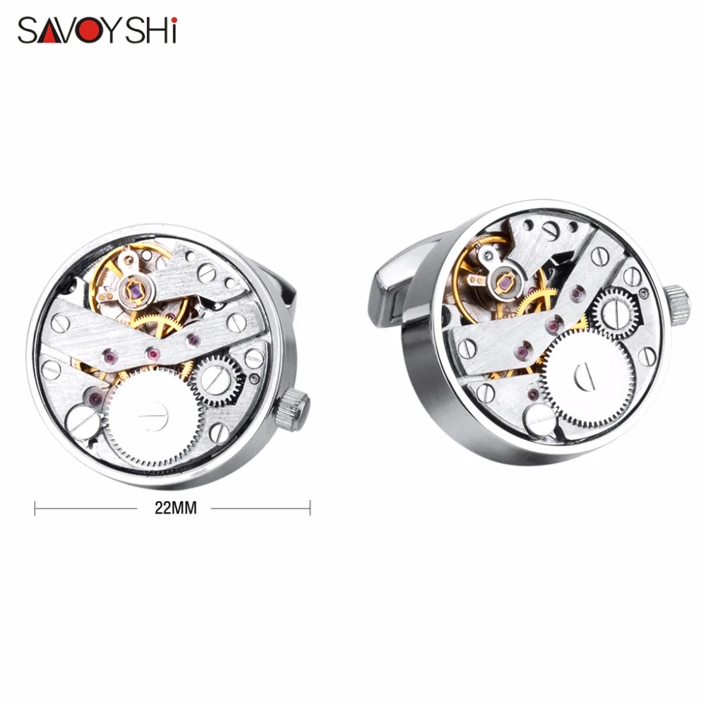 SAVOYSHI Mechanical Watch Movement Cufflinks for Mens Shirt Cuff Functional Watch Mechanism Brand Cuff Links Designer Jewelry