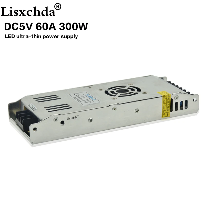 New Arrival 5V 60A 300W Switching Ultra-thin power supply Driver For LED Light Strip Display AC220V Free Shipping