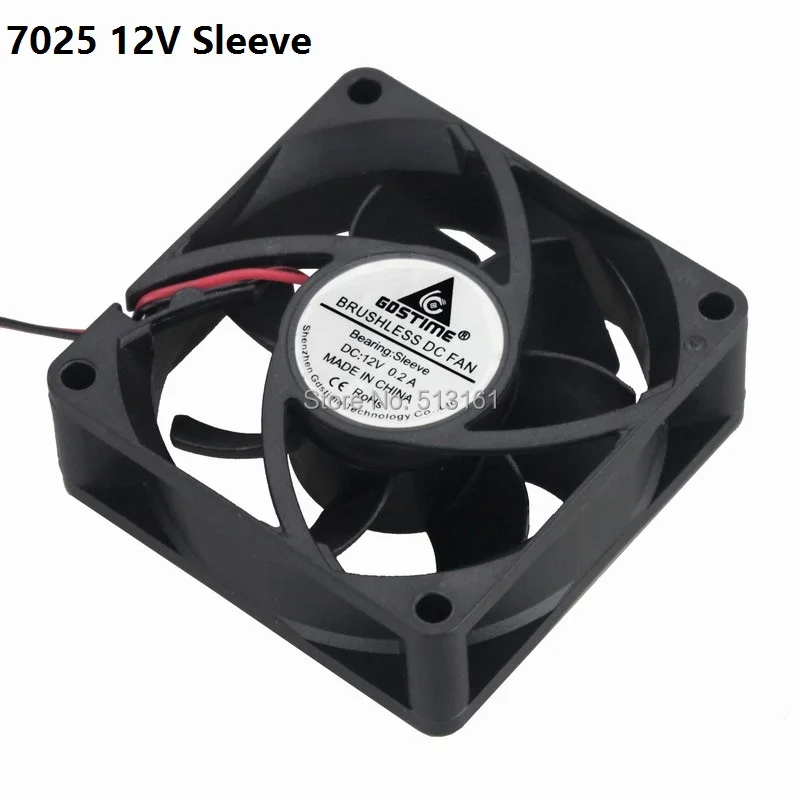 20pcs/lot Hot Sale Gdstime DC 2Pin 3inch 70mm Ventilation 7025 70mmx25mm 12V Fan