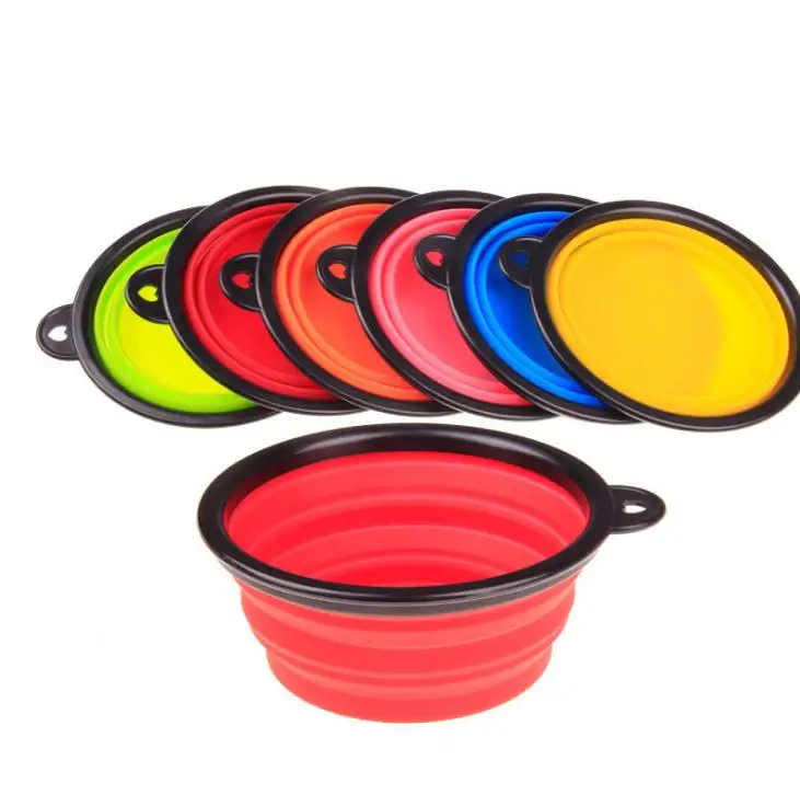 

200pcs Dog Bowl Portable Foldable Collapsible Pet Cat Dog Food Water Feeding Silicone Travel Bowls SN1197