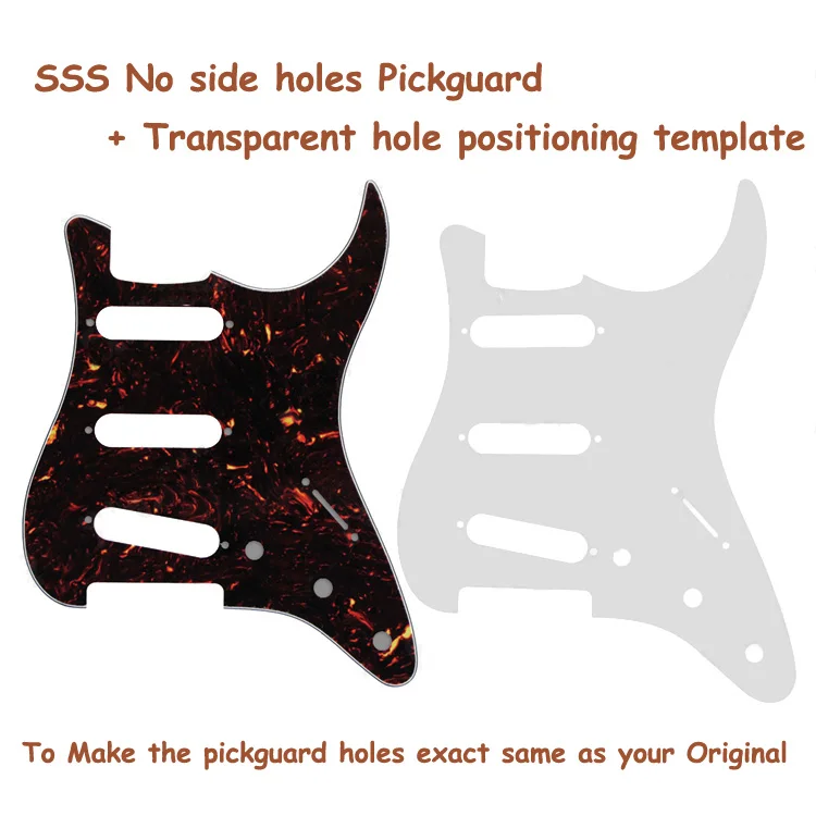 3Ply 3 Single pickup DIY Guitar Pickguard NO Side Holes Pickguard with Transparent Template For FD ST Style Guitar