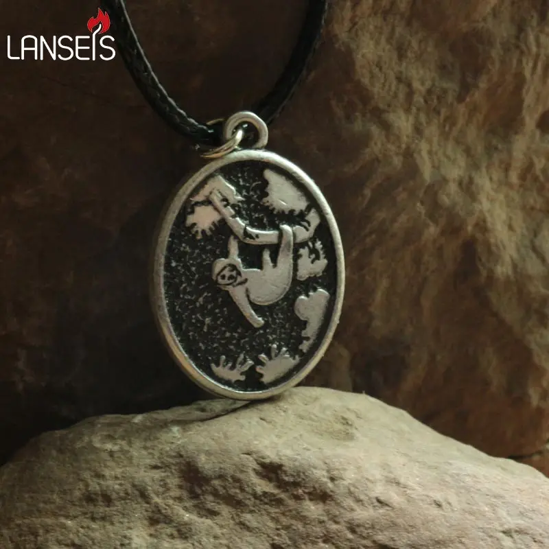 lanseis 10pcs hot sell Handmade viking sloth  pendant  animal necklace girls boy nart jewelry