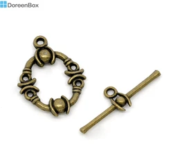 Doreen Box Lovely 25 Sets Bronze Tone Toggle Clasps 21x17mm 25x8mm (B14353)