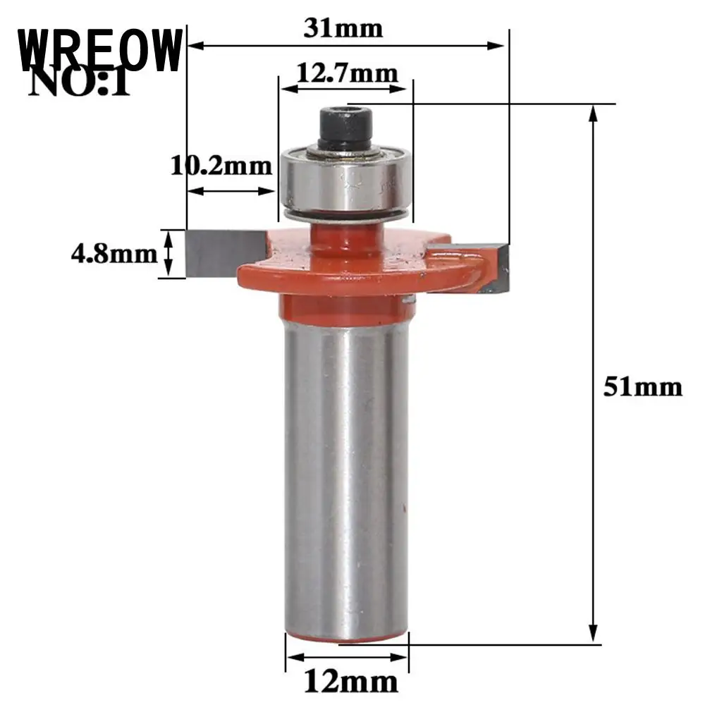 High quality 12mm Shank Rabbeting Slotting Router Bit Carbide Woodworking T-type Bearing Cutter Tool Wood Milling Cutter