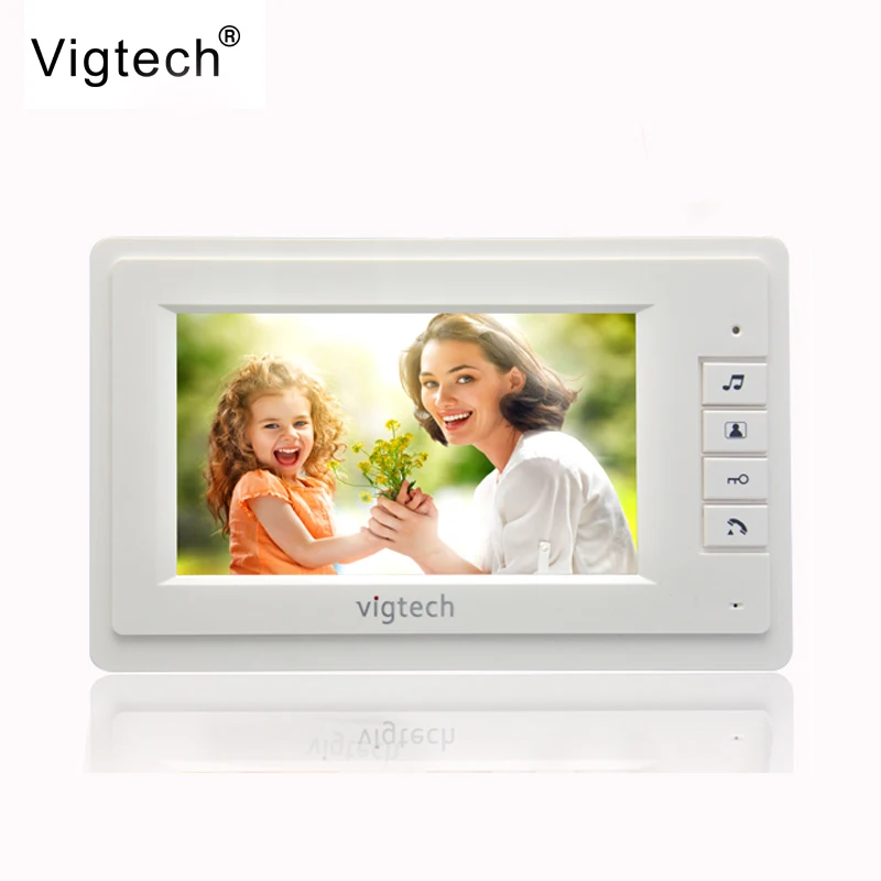 Vigtech Monitor da interno a colori da 7 pollici con adattatore di alimentazione videocitofono dispositivo interno citofono per porte di casa