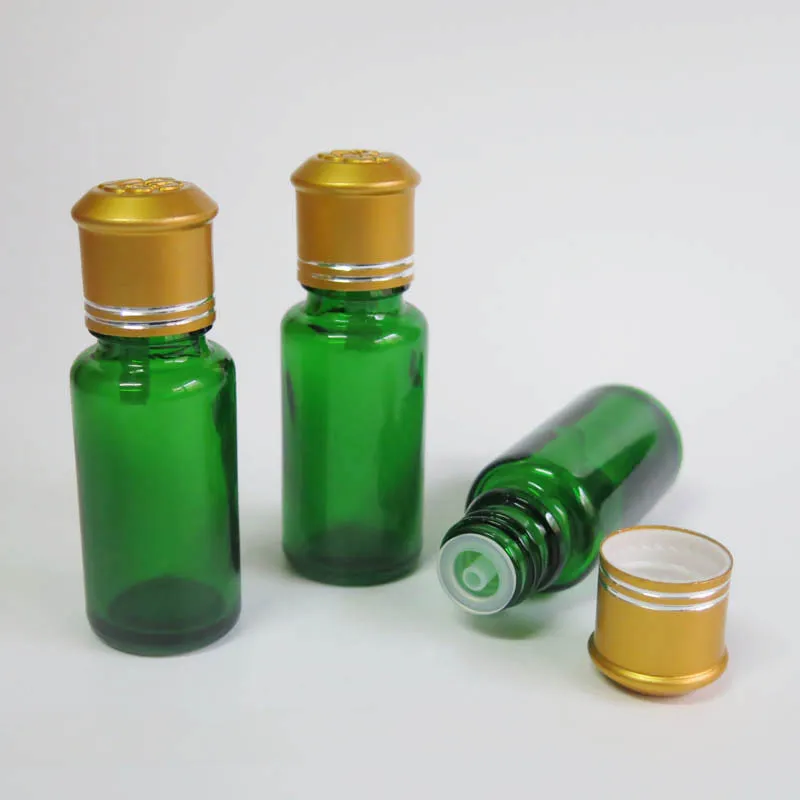 

wholesale 100pcs Glass 15ml Small Green Cosmetic Bottle ,Mini Empty 15ml green glass Olive Essential Oil Sample Packaging